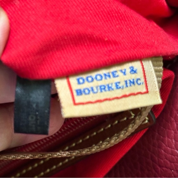 Dooney & Bourke Red and Brown Shoulder Bag with Structured Shape and Tassel - Picture 9 of 14